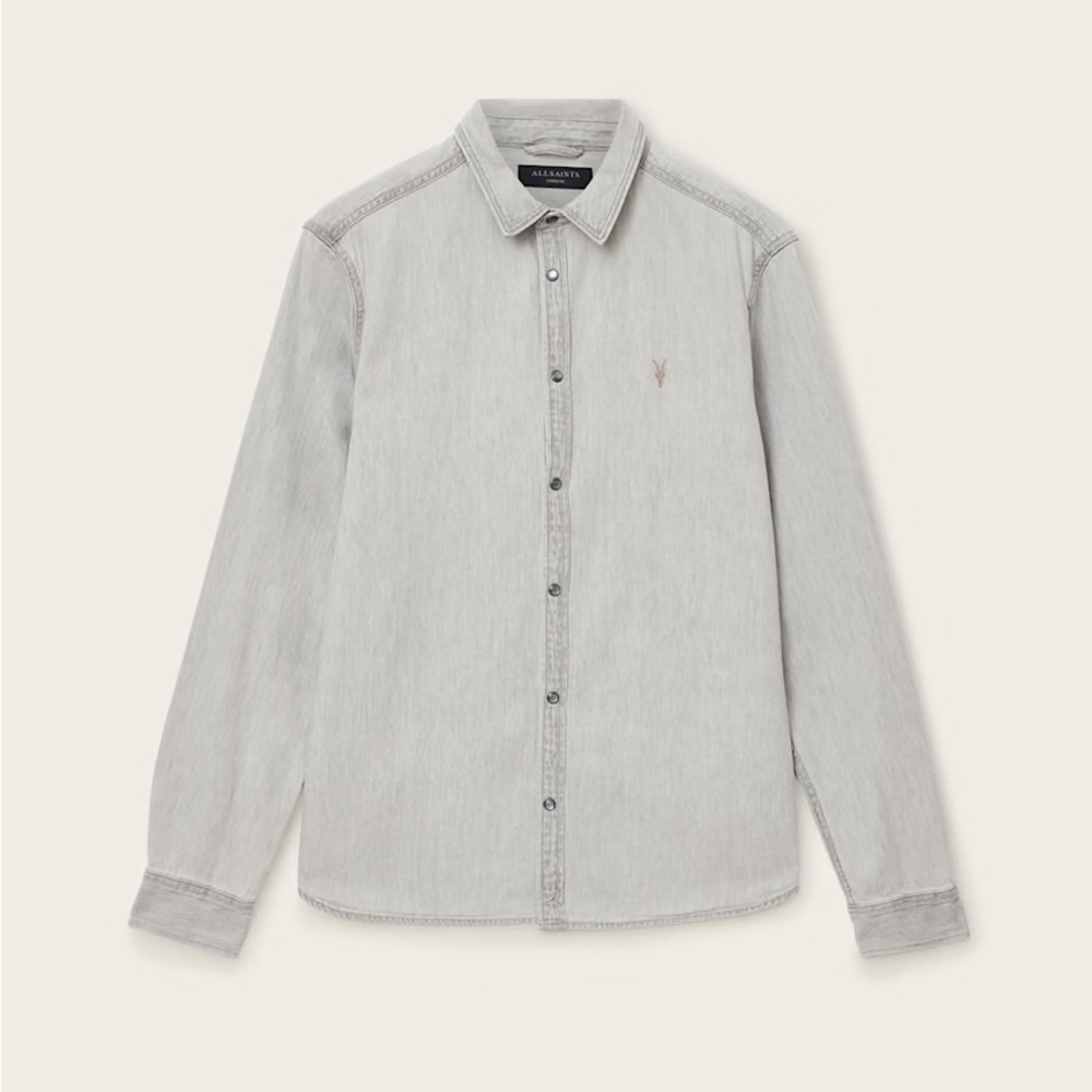 All Saints Light Gray Casual Button Down Shirt